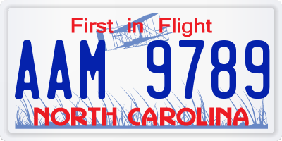 NC license plate AAM9789