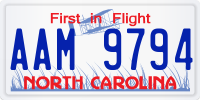 NC license plate AAM9794