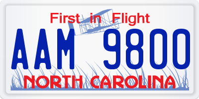NC license plate AAM9800