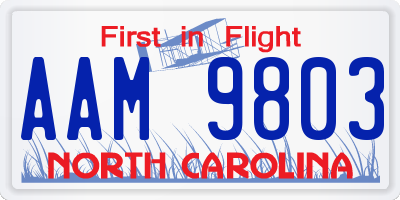 NC license plate AAM9803