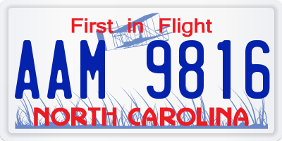 NC license plate AAM9816