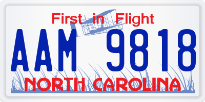 NC license plate AAM9818