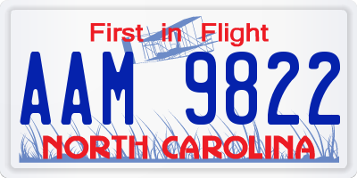 NC license plate AAM9822