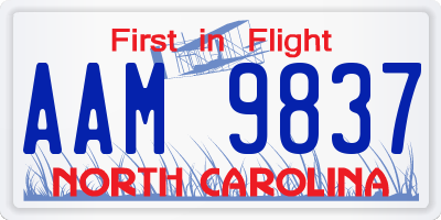 NC license plate AAM9837