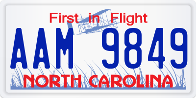 NC license plate AAM9849