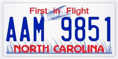 NC license plate AAM9851