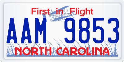 NC license plate AAM9853