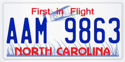 NC license plate AAM9863