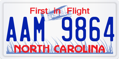 NC license plate AAM9864
