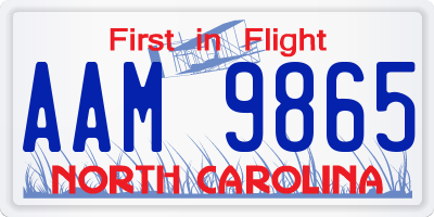 NC license plate AAM9865