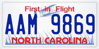 NC license plate AAM9869