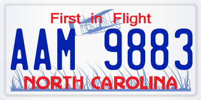 NC license plate AAM9883
