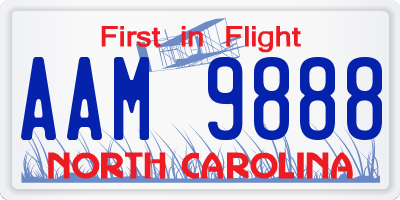 NC license plate AAM9888