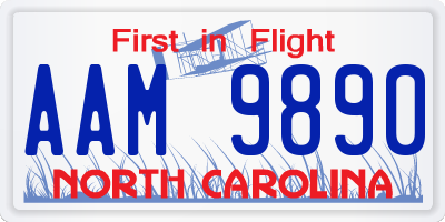 NC license plate AAM9890