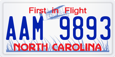 NC license plate AAM9893