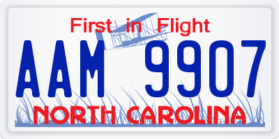 NC license plate AAM9907