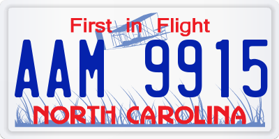 NC license plate AAM9915
