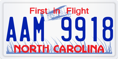NC license plate AAM9918