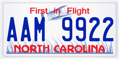 NC license plate AAM9922