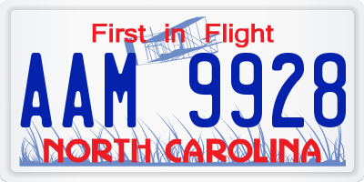 NC license plate AAM9928