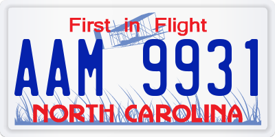 NC license plate AAM9931