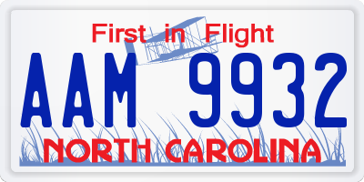 NC license plate AAM9932