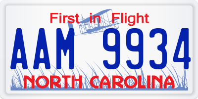 NC license plate AAM9934