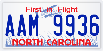 NC license plate AAM9936
