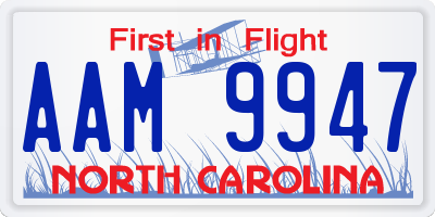 NC license plate AAM9947