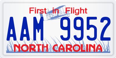 NC license plate AAM9952