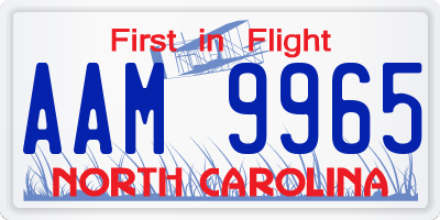 NC license plate AAM9965