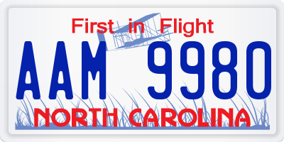NC license plate AAM9980