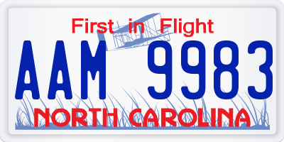 NC license plate AAM9983