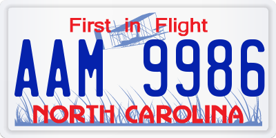 NC license plate AAM9986