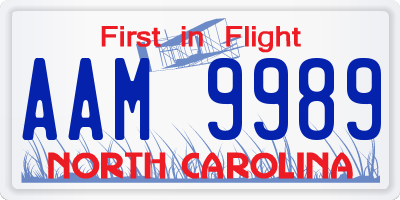 NC license plate AAM9989