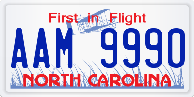 NC license plate AAM9990