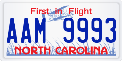 NC license plate AAM9993