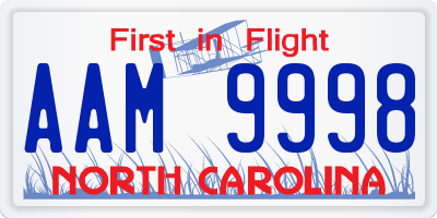 NC license plate AAM9998