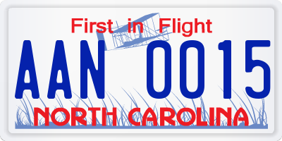 NC license plate AAN0015