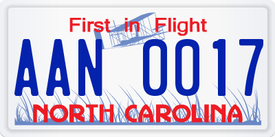 NC license plate AAN0017