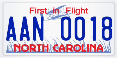 NC license plate AAN0018
