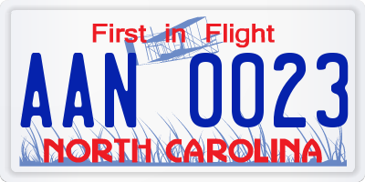 NC license plate AAN0023