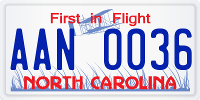 NC license plate AAN0036