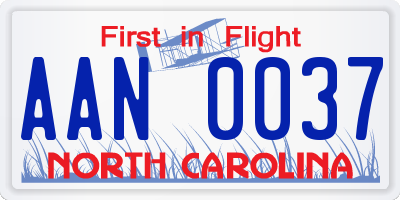 NC license plate AAN0037
