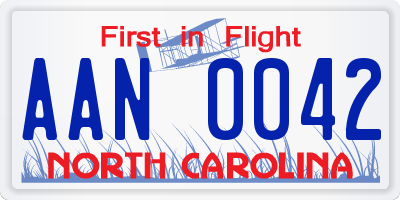 NC license plate AAN0042
