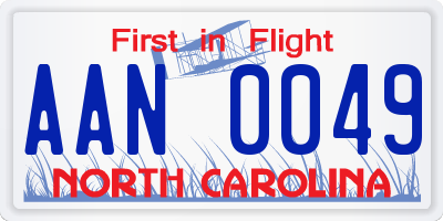 NC license plate AAN0049
