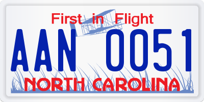 NC license plate AAN0051