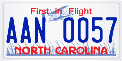 NC license plate AAN0057