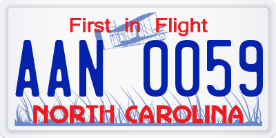 NC license plate AAN0059