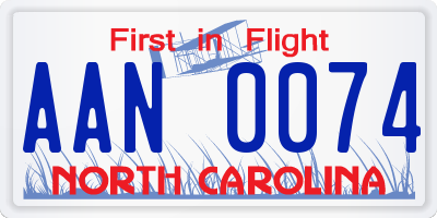 NC license plate AAN0074